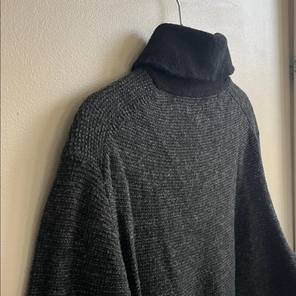 J Crew black pullover wool shawl collar sweater size large